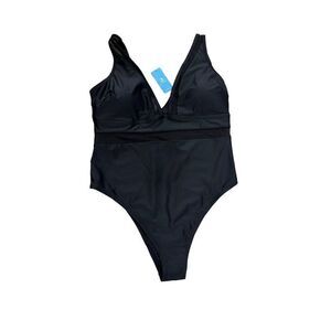 NWT Cupshe One Piece Swimsuit V Neck Mesh SHeer Tummy Control 2X